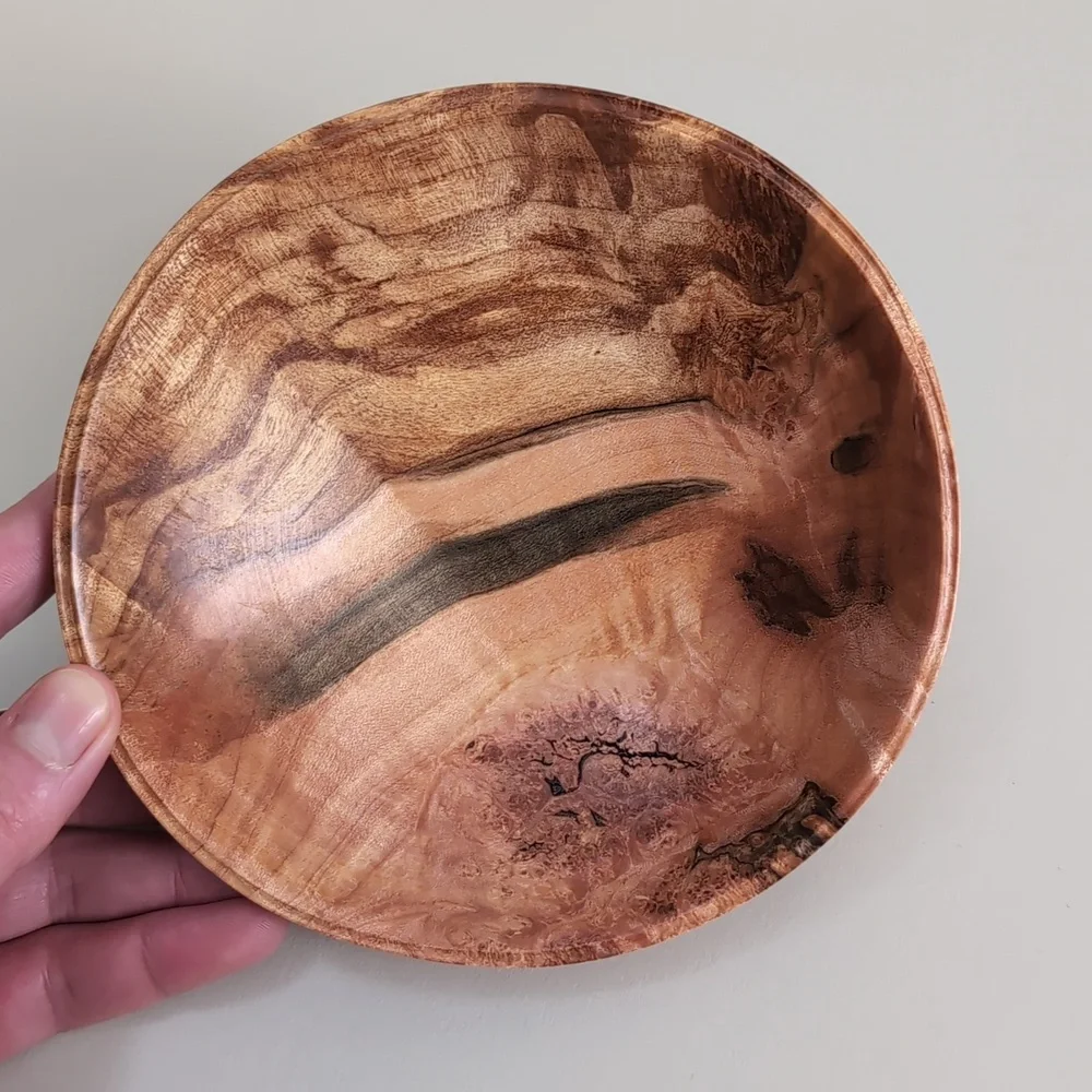 Alan Adler maple bowl (2018) fine art craft piece 6" Diameter - Picture 8 of 9